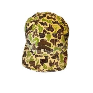 Vintage A. Kurtz Light Camo Military Hat Embroidered Cap Zipper Pocket Canvas M